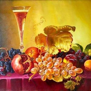 Glass of Wine & Pomegranate